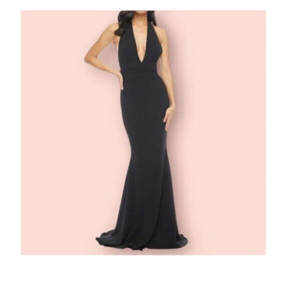 Dress the Population Dresses & Skirts - **Dress the Population** Black Camden Halter Plunge Fishtail Gown S NWT